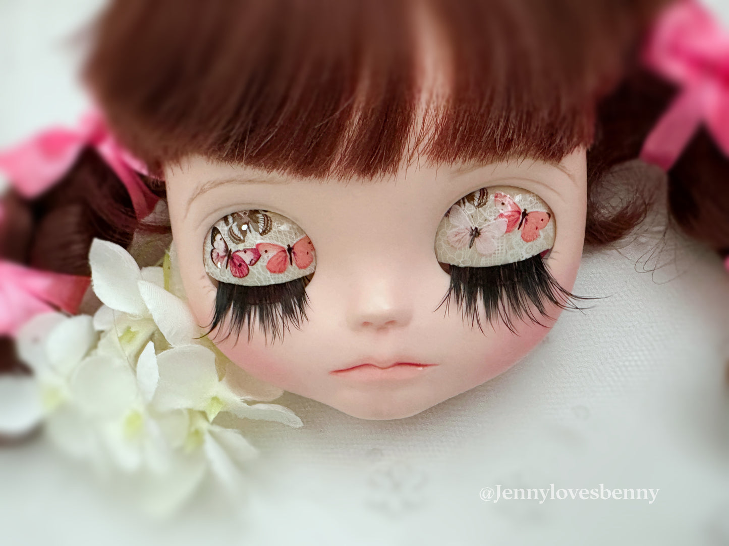 Butterflies ~ Custom Blythe Eye Lids / Lid Art + eye lashes